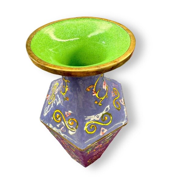 Chinese Handmade Enamel Coated Vase 10” Purple - Picture 8 of 13